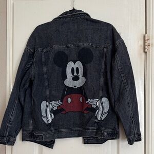 Disney Charcoal Jean Jacket with Mickey Design American Eagle Outfitters